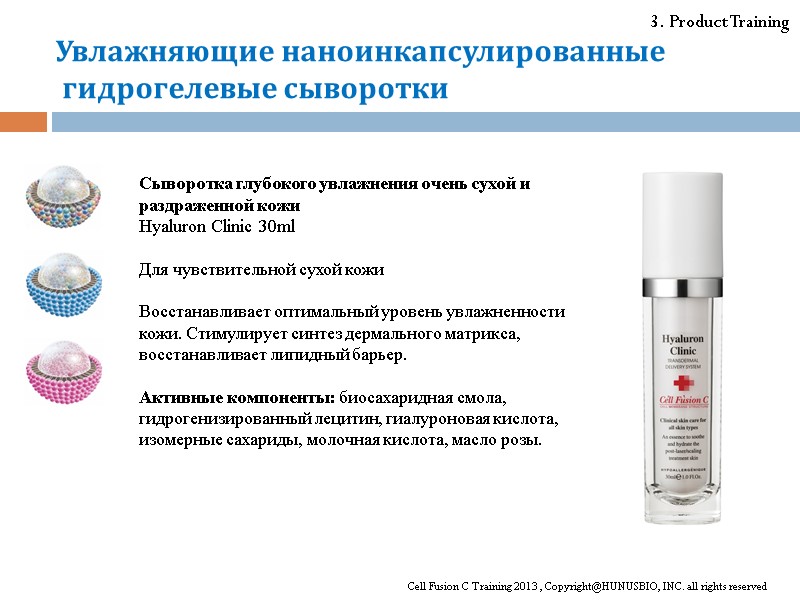 3. Product Training Сыворотка глубокого увлажнения очень сухой и раздраженной кожи Hyaluron Clinic 30ml